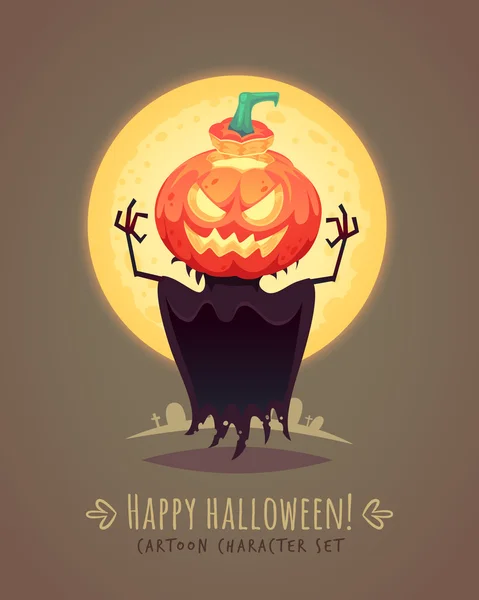 Jack o lykta. Fågelskrämma pumpa. Halloween tecknad karaktär koncept. Vektor illustration. — Stock vektor