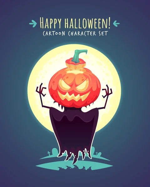 Épouvantail drôle de citrouille Halloween. Illustration vectorielle des caractères — Image vectorielle