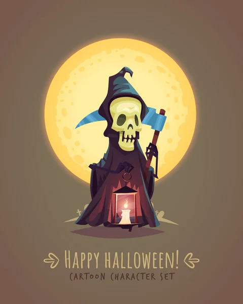 Döds karaktär med lie. Halloween tecknad karaktär koncept. Vektor illustration. — Stock vektor