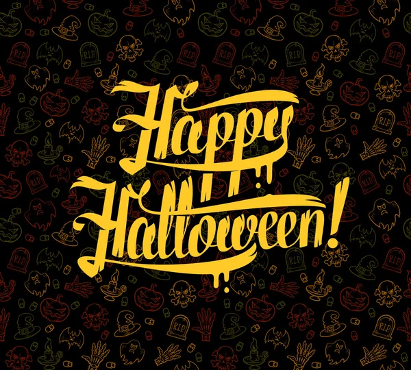 Happy Halloween meddelande på Bright Texture bakgrund vektor illustration — Stock vektor
