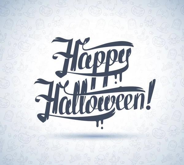 Happy Halloween text isolerad på vit bakgrund hand bokstäver vektor illustration. — Stock vektor