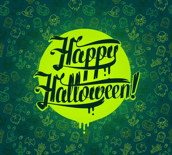 Happy Halloween meddelande om ljus textur greenbackground vektor illustration — Stock vektor