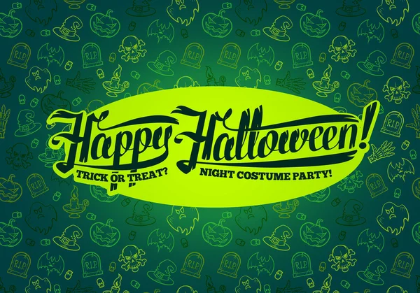 Joyeux message d'Halloween sur fond vert texture lumineuse Illustration vectorielle — Image vectorielle