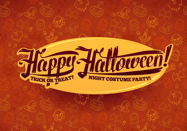 Happy Halloween meddelande på Bright Texture Brown bakgrund vektor illustration — Stock vektor