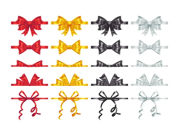 Bow knots elements. Collection of vector colorful bows decoration parts. — Stock Vector
