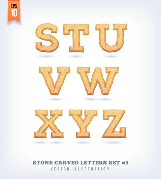 Stone carved letters, numbers and typeface symbols. Vector illustration. — Stock Vector