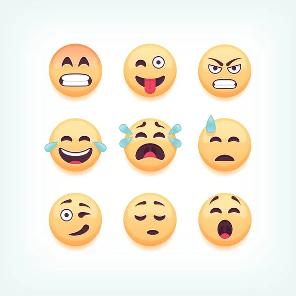 Set di emoticon, emoji isolato su sfondo bianco, illustrazione vettoriale . — Vettoriale Stock