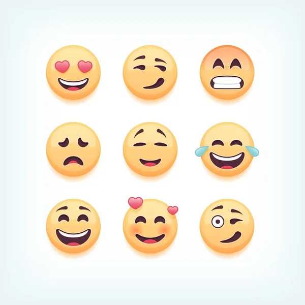 Conjunto de emoticons, emoji isolado em fundo branco, ilustração vetorial . — Vetor de Stock