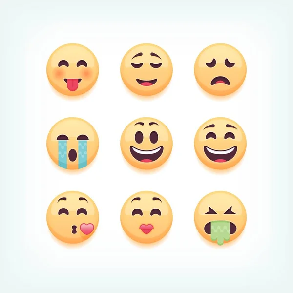 Conjunto de emoticonos, emoji aislado sobre fondo blanco, ilustración vectorial . — Vector de stock