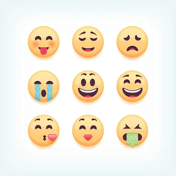 Conjunto de emoticonos, emoji aislado sobre fondo blanco, ilustración vectorial . — Archivo Imágenes Vectoriales