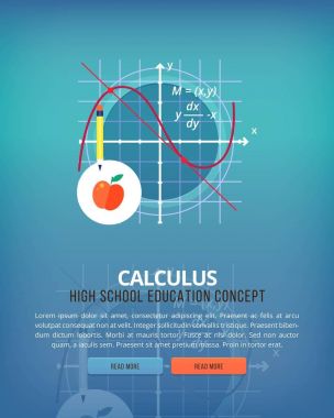 Diferansiyel ve İntegral Hesap için düz tasarım illüstrasyon kavramlar kümesi. Eğitim ve bilgi fikirler. Matematik bilim. Web reklam ve promosyon malzemesi için kavramlar.
