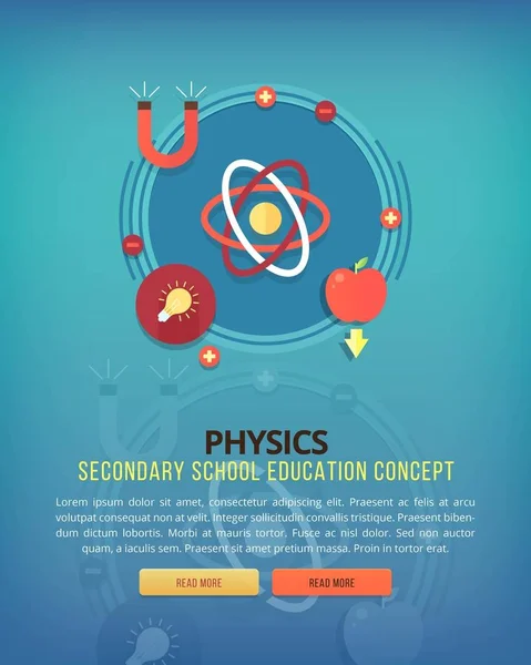 物理和数学。教育和科学的垂直布局概念。平面现代风格. — 图库矢量图片