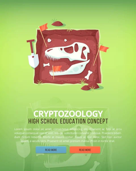 Ilustracje koncepcja edukacji i nauki. Kryptozoologia. Nauki o życiu i pochodzenie gatunków. Płaskie wektor projekt transparentu. — Wektor stockowy