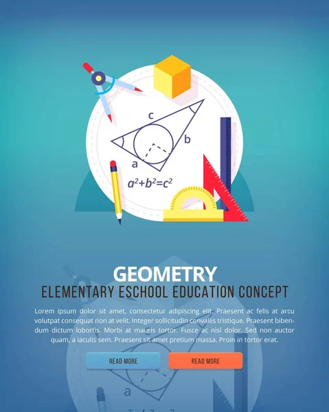 Uppsättning platt design illustration koncept för geometri utbildning och kunskap idéer. Matematisk vetenskap. Begrepp för web banner och reklammaterial. — Stock vektor