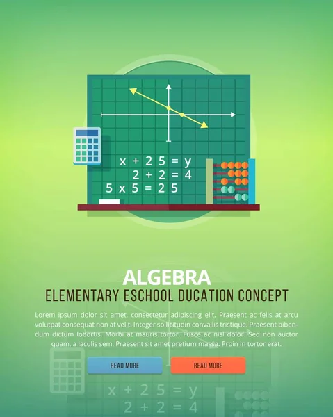 Set of flat design illustration concepts for algebra. Education and knowledge ideas. Mathematic science. Concepts for web banner and promotional material. — Stock Vector