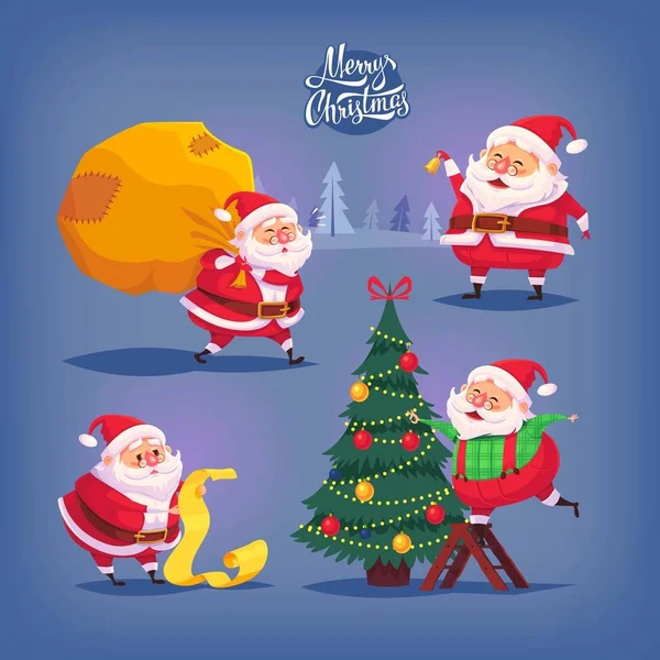 Colección de dibujos animados vector de Santa Claus iconos. Ilustración de Navidad — Archivo Imágenes Vectoriales