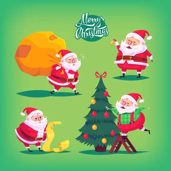 Colección de dibujos animados vector de Santa Claus iconos. Ilustración de Navidad — Archivo Imágenes Vectoriales