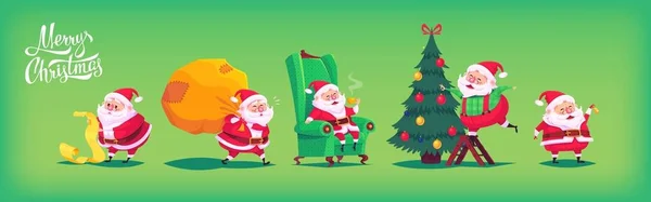 Colección de dibujos animados vector de Santa Claus iconos. Ilustración de Navidad — Archivo Imágenes Vectoriales