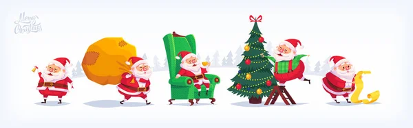 Colección de dibujos animados vector de Santa Claus iconos. Ilustración de Navidad — Archivo Imágenes Vectoriales