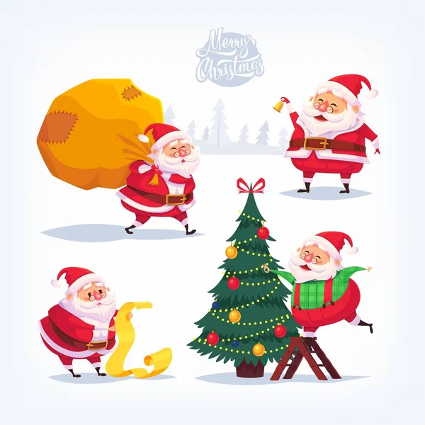 Colección de dibujos animados vector de Santa Claus iconos. Ilustración de Navidad — Archivo Imágenes Vectoriales