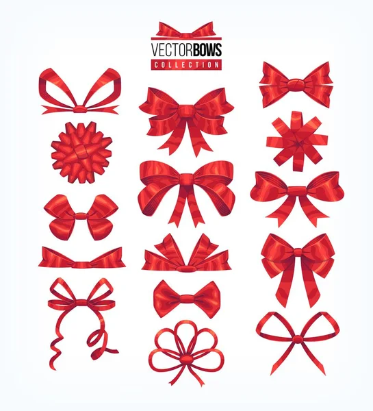 Set of red bows. Vector illustration. — Stock Vector