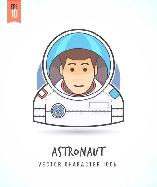 Astronaut i rymddräkt illustration personer livsstil och yrke färgglada och snygga platta vektor karaktär ikon — Stock vektor