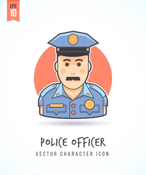 Gemeentelijke politieagent stad cop in politieagent uniforme illustratie mensen levensstijl en bezetting kleurrijk en stijlvol platte vector teken pictogram — Stockvector