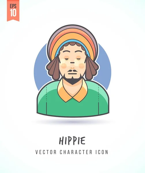 Hippie man met dreadlock kapsel illustratie mensen levensstijl en bezetting kleurrijk en stijlvol platte vector teken pictogram — Stockvector