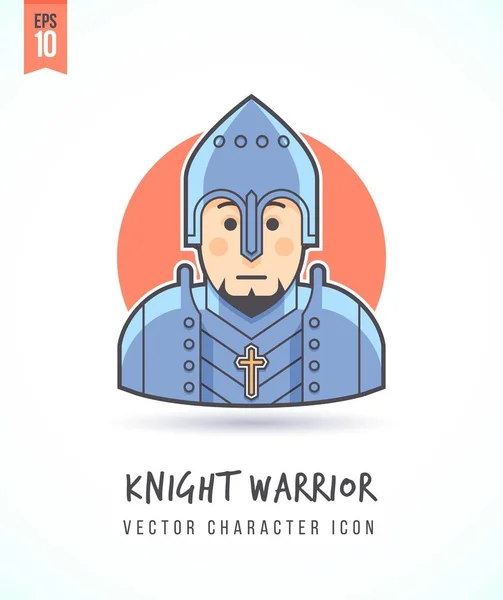 Středověký rytíř bojovník ilustrace lidí životní styl a povolání barevný a stylový plochý vektor ikona znaku — Stockový vektor