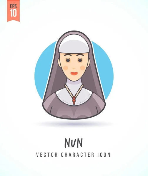 Nunnan syster illustration personer livsstil och yrke Färgstarka och eleganta platta vektor karaktär ikon — Stock vektor