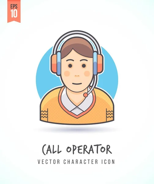 Operador del centro de atención al cliente ayudante ilustración Personas estilo de vida y ocupación Colorido y elegante icono de carácter de vector plano — Vector de stock