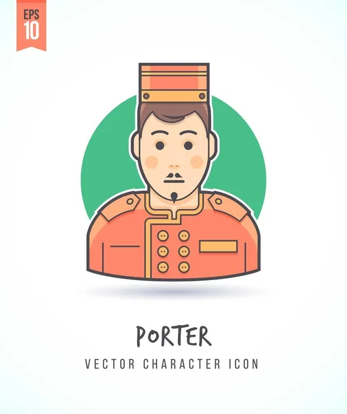 Hotel portman ilustración Personas estilo de vida y ocupación Colorido y elegante icono de carácter de vector plano — Vector de stock