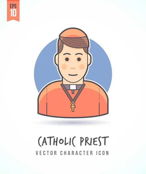 Katholieke geestelijke illustratie mensen levensstijl en beroep kleurrijke en stijlvolle platte vector teken pictogram — Stockvector