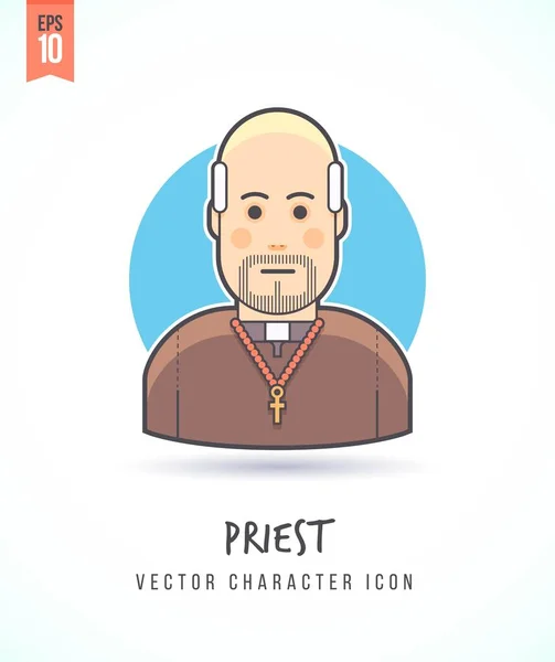 Religieuze priester illustratie mensen levensstijl en beroep kleurrijke en stijlvolle platte vector teken pictogram — Stockvector