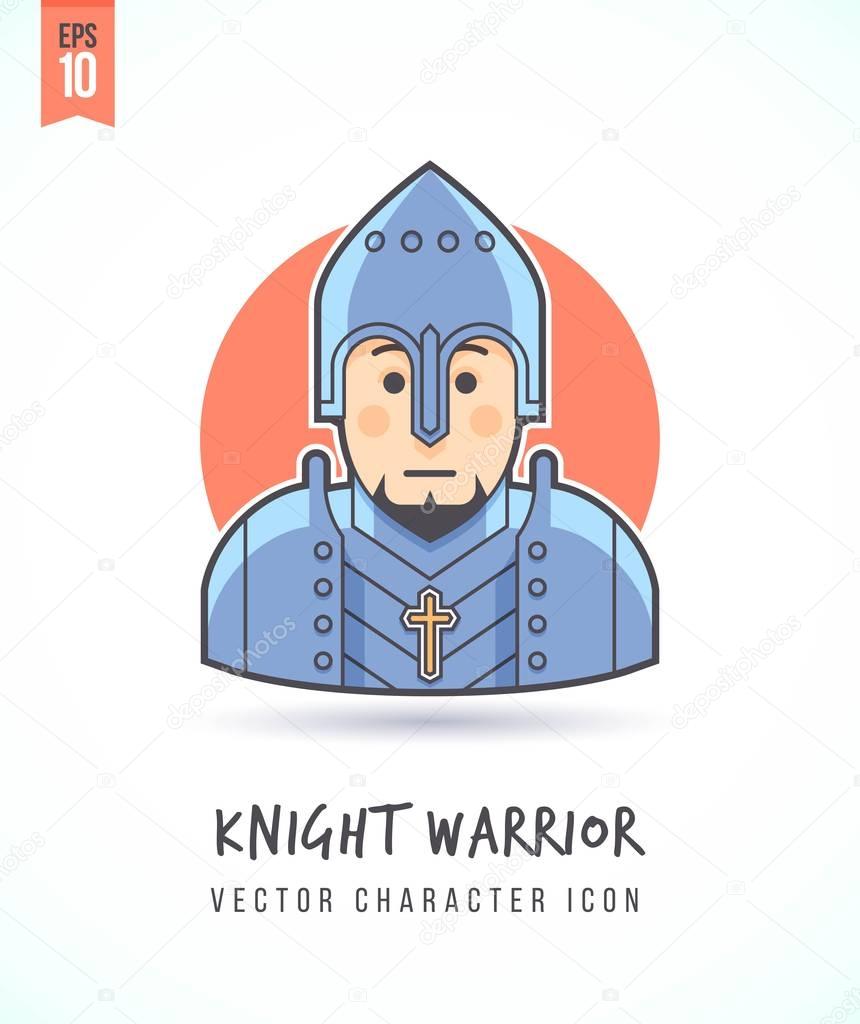 Medieval knight warrior illustration People lifestyle and occupation Colorful and stylish flat vector character icon