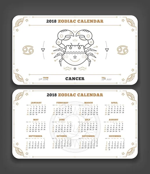 がん 2018 年干支カレンダー ポケット サイズ水平レイアウト両面白色デザイン スタイル ベクトル概念図 — ストックベクタ