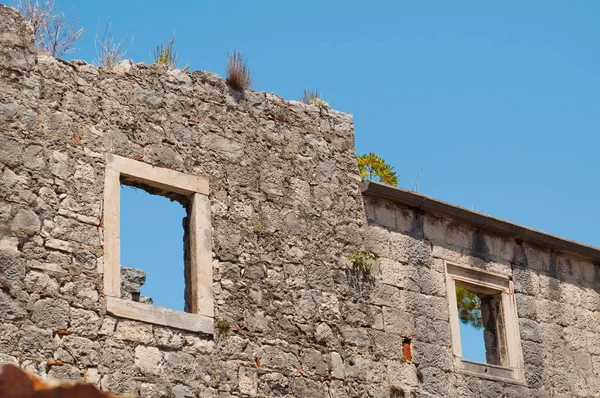 Τοίχο Του Παλιού Κτηρίου Θραύσμα Της Αρχιτεκτονικής Στην Korcula Κροατία — Φωτογραφία Αρχείου