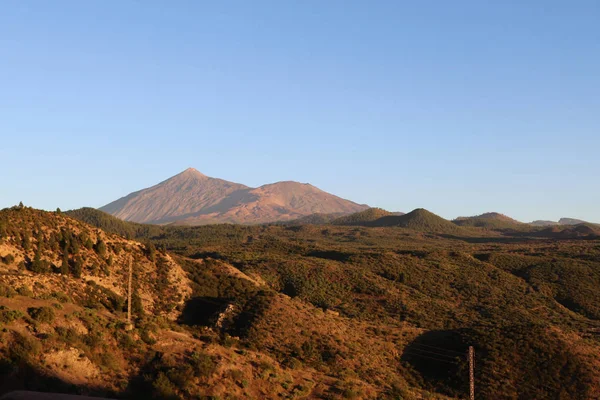 Mount Tiede Canary Islands Spain Rolling Green Hills Bluesky Sunset — Stock Photo, Image