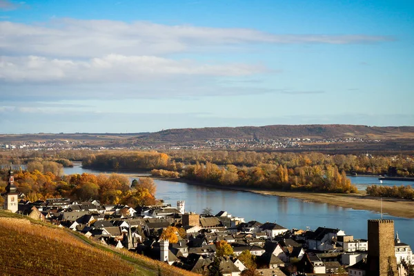 Rüdesheim Rhein Wasser Einem Schönen Herbstnachmittag — Stockfoto