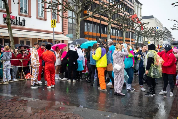 Mainz Almanya Pazartesi Günü Düzenlenen Gül Geçidi Nde Parti Yapan — Stok fotoğraf
