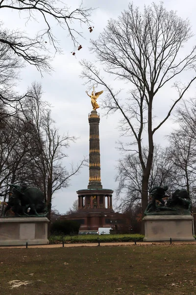 Columna Victoria Tiergarten Berlín Alemania Frío Día Invierno — Foto de Stock