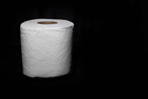 One Roll Toilet Paper Black Background — Stock Photo, Image