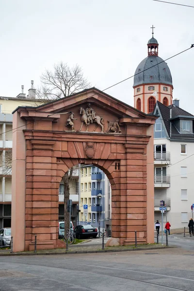 Brána Ulici Blízkosti Starého Města Mohuči Německo — Stock fotografie