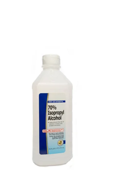 Bottle Rubbing Isopropyl Alcohol White Background — Stock Photo, Image