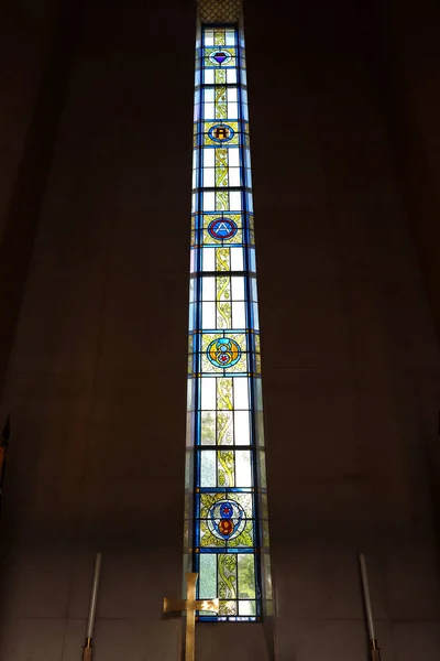 Vitrail Dans Chapelle Cimetière Mémorial Américain Luxembourg — Photo