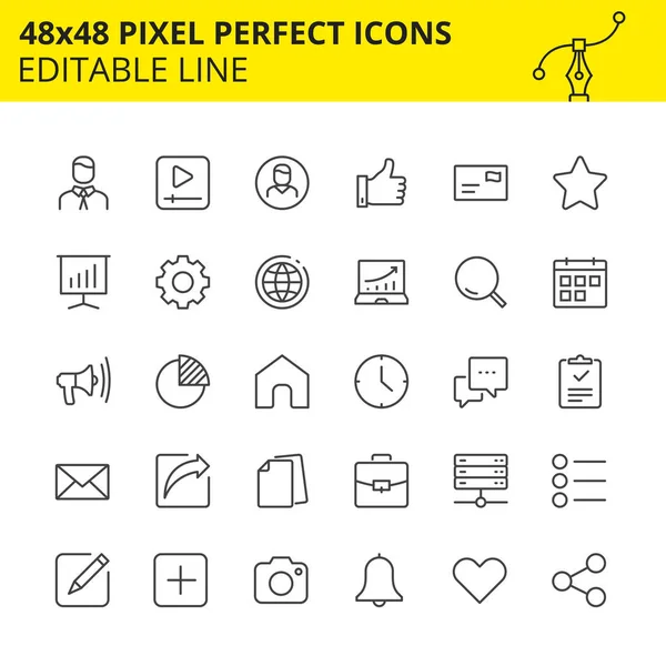Iconos editables para aplicaciones móviles, sitios web y otras plataformas. Set editable 48x48. Vector . — Vector de stock
