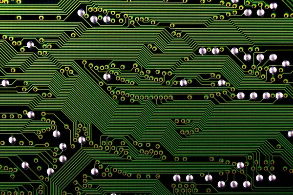 Textura de fundo placa de circuito eletrônico verde — Fotografia de Stock
