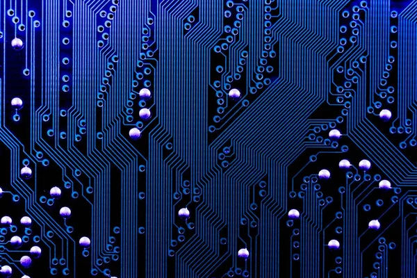 Azul placa de circuito eletrônico textura de fundo — Fotografia de Stock