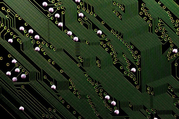 Yeşil elektronik devre kartı arkaplan dokusu — Stok fotoğraf