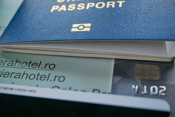 Бронювання готелю паспорт і оплата кредитної картки VISA — стокове фото